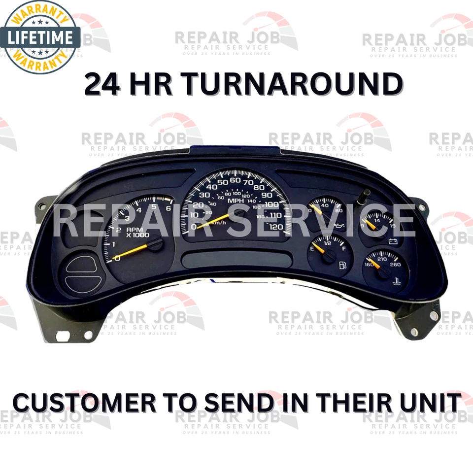 2003-2006 Chevrolet Silverado Duramax Diesel Cluster Speedometer Repair Service - Image 1 of 1