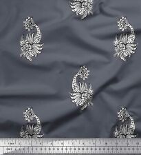 Soimoi Cotton Poplin Fabric Floral Block Printed Fabric 1 metre-C3F