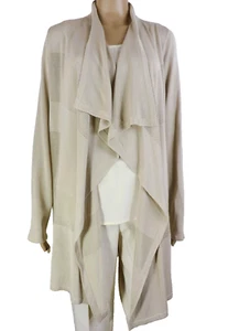 PREMISE asymmetrische seidige Wasserfall Strickjacke Pullover L beige langarm NEU - Bild 1 von 15