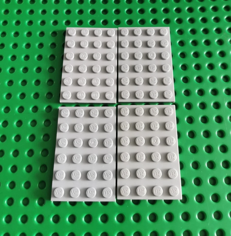 LEGO Platte Bauplatte Basisplatte flach 4 stk neu hellgrau 4x6 Plate 3032 R2 - Bild 1 von 1