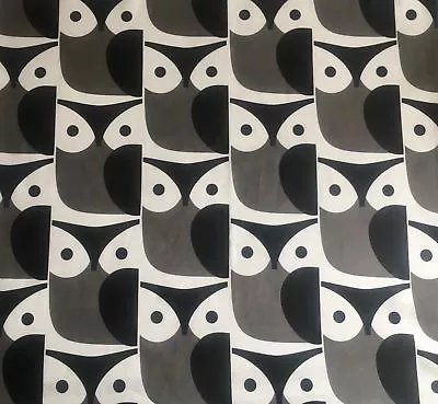 50cm W x 200cm L Orla Kiely Small Owl in Soft Grey Lightweight Cotton Fabric New - Image 1 of 4