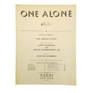 One Alone Vintage Noten Operette Das Wüstenlied Harbach & Hammerstein - Bild 1 von 4