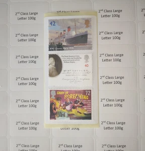 100 2nd Class LARGE Rate (£1.55) 3 Stamps on Self-adhesive Label, New, Genuine. - Picture 1 of 2