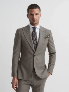 REISS MENS Chewton Single Breasted Wool Puppytooth Blazer UK Size 44 - Picture 1 of 10