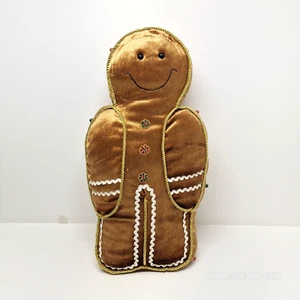 Vintage ITR Gingerbread Men Pillow 18" Holiday Christmas Plush Home Decorative - Picture 1 of 8