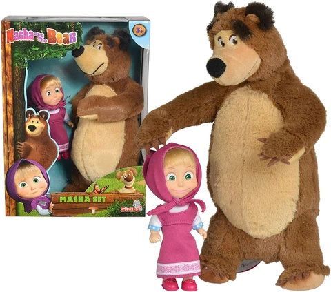 Masha and The BeaR Jada Toys, Masha Plush Set with Bear and Doll Toys for Kids Cover