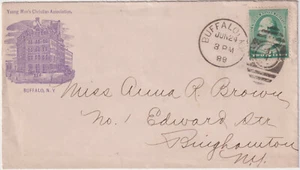 Buffalo NY 1888 duplex cl Purple corner Illust advt cover YMCA (g287) - Picture 1 of 2