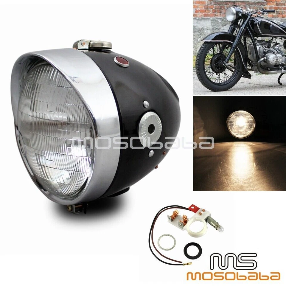 Black Housing Headlight Headlamp For Zundapp DB DS DBK KS BMW R51 R60 R69 Bikes - Image 1 of 4