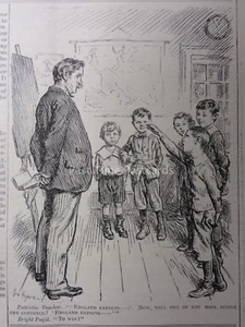 WK1 LEHRER BIS KLASSE - ENGLAND ERWARTET........SIEG 28.10.1914 Schlagkarikatur - Bild 1 von 2