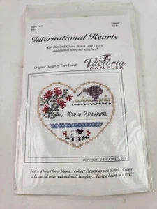 New Zealand The Victoria Sampler International Hearts Cross Stitch Kit Kiwi NEW - Picture 1 of 4