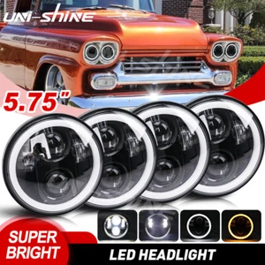 DOT For Chevy 3100 Truck 1958 1959 4pc 5.75" Round LED Headlights Hi/lo Halo DRL - Picture 1 of 10