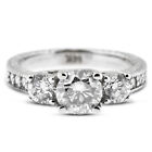 1.21 CT D VS1 Round Natural Certified Diamonds 14K Gold Classic Three-Stone Ring