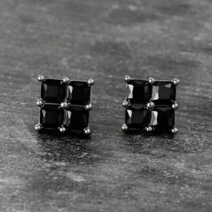 2CT Lab Created Black Diamond Beauty Stud 14K White Gold Plated 925 Silver - Picture 1 of 5