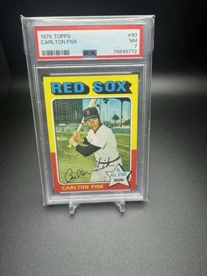 1975 Topps Baseball Card - #80 Carlton Fisk, PSA 7 Red Socks - Image 1 of 2