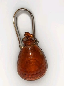 Vintage Bernstein Schuhnagel Glas Wespenfänger Form Drahtgriff - Bild 1 von 8