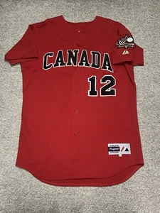 GAMEWORN 2000s Majestic Baseball Canada Mens National Team Jersey Sz44 Blue Jays - Picture 1 of 5
