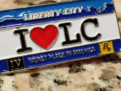 RARE NEW PROMO Grand Theft Auto IV I ❤️ LC Liberty City Pin Badge GTA 4 PS3 Xbox - Image 1 of 4