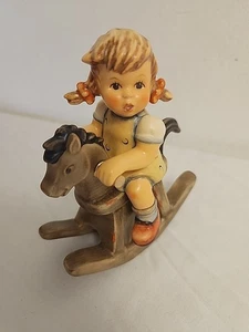 HUMMEL FIRST ISSUE 2021 COWBOY CORRAL GIRL ROCKING HORSE FIGURINE - Picture 1 of 10