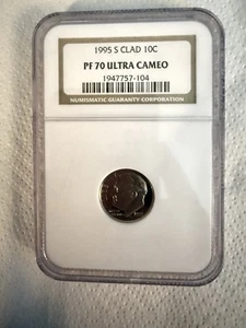1995 S 10c CLAD ROOSEVELT DIME NGC PF70 ULTRA CAMEO CLASSIC BROWN LABEL - Bild 1 von 4
