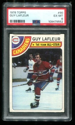 1978 Topps #90 Guy LaFleur PSA 6 EX-MT Canadiens HOF~(PL) - Image 1 of 2
