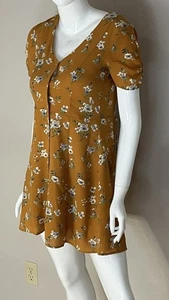 Blue Rain Women’s Gold Yellow Floral Button Up Short Summer Dress Size XS - Picture 1 of 16