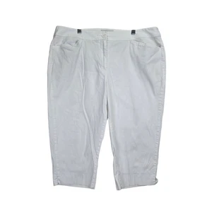 Talbots Woman White Capri Pants Size 16W Cropped Casual Beach Minimalist Basic - Picture 1 of 9