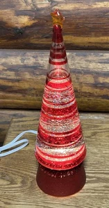 Vtg 13” Lava Lamp Like Glass Christmas Tree w Liquid Motion Glitter Canon Falls? - Picture 1 of 6