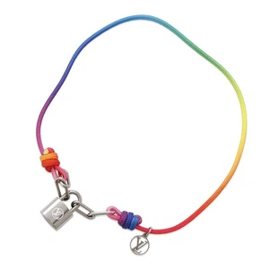 LOUIS VUITTON Bracelet Silver Lock It Virgil Abloh Righe Rainbow Titanium Ri... - Picture 1 of 6