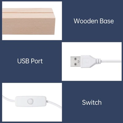 LED Note Board With Wooden Base Acrylic Plate Writing Message Letter Memo Wi - Image 1 of 4