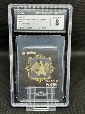 CHARIZARD 24k Gold Plated Metal Sticker - Korean Popping Candy - CGC 8 NM/MT - Image 1 of 2