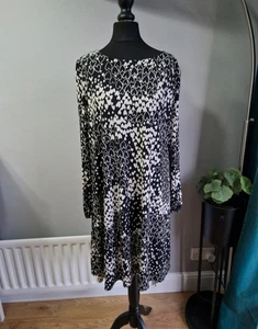 Wallis Black Heart Print Long Sleeved Tunic Dress Size UK 14 - Picture 1 of 4