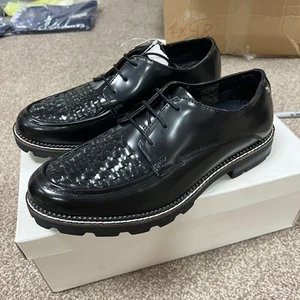 Ben Sherman Black Woven Leather Derby Bergamo Dress Shoes New UK 7 / EU 41 - Picture 1 of 6