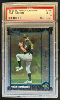 1999 Bowman Chrome Tim Hudson Rookie RC #375 Athletics PSA 9 - Image 1 of 2