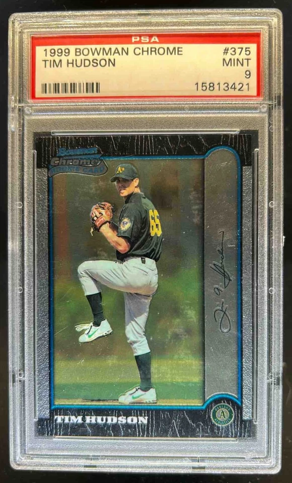 1999 Bowman Chrome Tim Hudson Rookie RC #375 Athletics PSA 9 - Image 1 of 2