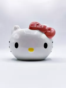 Hello Kitty Keramik handbemalt Übertopf Topf Blue Sky Sanrio Co rote Schleife NEU - Bild 1 von 6