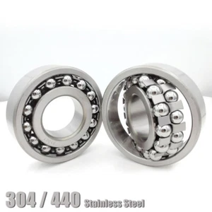 304/440 Stainless Steel Self Aligning Ball Bearings Double Row S1200 to S1210 - Picture 1 of 7