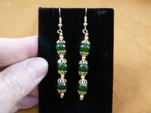 (ee404-59) 8 mm Grün Polarjade Kanada 3 Perlen Perlen Edelstein Hängel Ohrringe - Bild 1 von 1