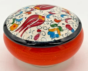 Turkish Handpainted Porcelain Trinket Dish Hand Made Lidded Floral Motif NWT - Picture 1 of 10