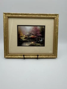 Thomas Kinkade Stepping Stone Cottage 11”x9” Matted & Brushed Gold Frame COA - Picture 1 of 10
