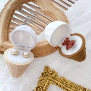 Ice Cream Shape Ring Box Lovely Large Capacity Storage Ice Cream Earring Case - Picture 1 of 16