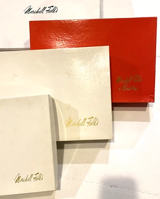 Vintage Marshall Fields Gift Boxes Lot of 4 Large White and Red 2 orig. receipts - Image 1 of 4