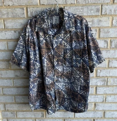 Camisa para hombre Roundtree & Yorke 100 % algodón manga corta informal estampado talla XL. Foto 1 de 4