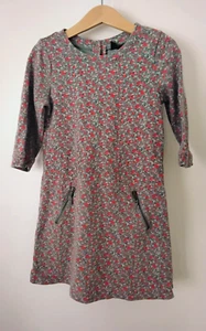 BabyGap Girls Sweatshirt Dress Floral Gray Red Toddlers sz 5 Years Cotton - Picture 1 of 8