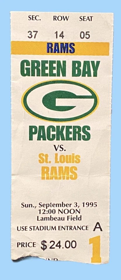 Isaac Bruce St. Louis Rams 1st Touchdown TD 9/3/95 Brett Favre - Image 1 of 1