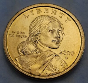 2000 D Sacagawea Dollar Coin - Eagle on Back Uncirculated Brilliant BU Millenium - Picture 1 of 6
