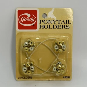 Vintage 1982 Goody Ponytail Holders 2 Gold Metallic Holders - NOS - #9694 - Picture 1 of 6