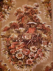 Set 2 Vintage Farmhouse Wagon Country Pleated Curtains 61.5in x 34.5in MINT COND - Picture 1 of 5