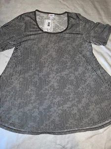 Lularoe Perfect T Gray White Tunic Plus Vertical Stripe 🦄 New XL 20/22 Shirt - Picture 1 of 13