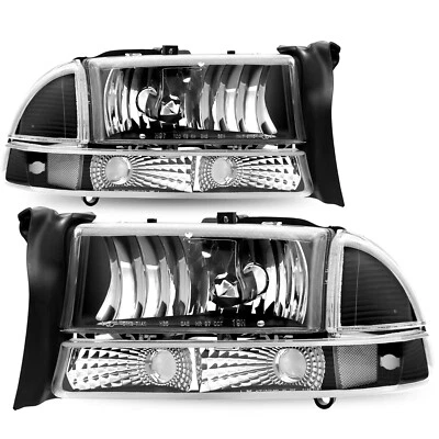 For 1997-2004 Dodge Dakota/1998-2003 Dodge Durango Black Headlights Left&Right - Изображение 1 из 4