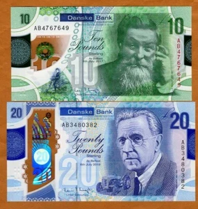 SET Ireland Northern, Danske Bank,10; 20 pounds, 2017-2019 P-New, Polymer, UNC - Picture 1 of 2